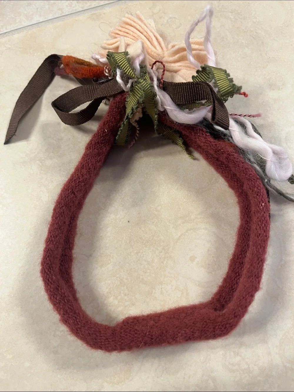 Floral Felt Headband with Peach Rosette Accent